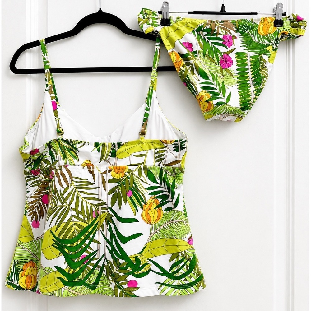 Trina Turk It's Bananas Tankini Bikini Set Tropical Palm Leaf NWT Size 14 - Picture 2 of 4
